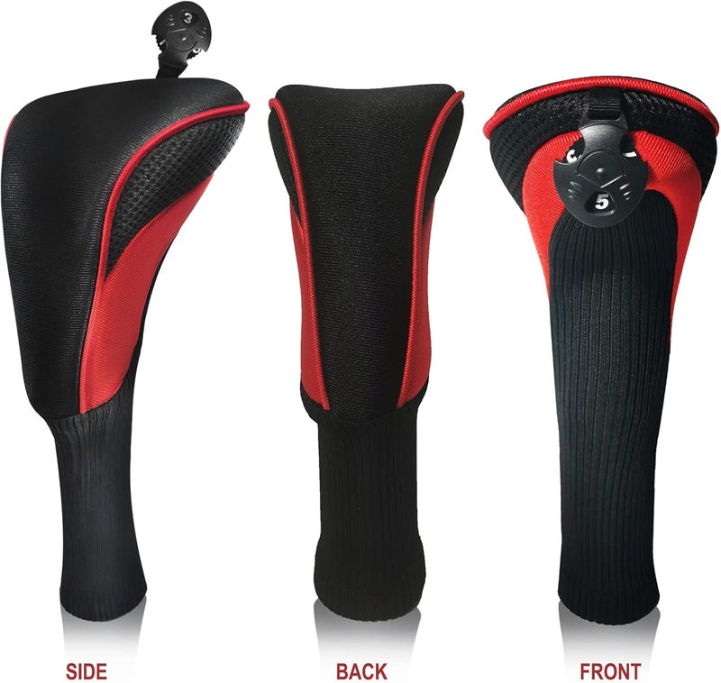 lurexes Golf Club Head Covers for Fairway Woods Driver Hybrids 3 Pieces Long Neck Mesh Sports Fan Golf Club Headcovers Set with Interchangeable No. Tags 3 4 5 6 7 X Golf Accessories for Men Women - Image 4